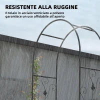 Arco da Giardino con Cancello, Traliccio per Piante Rampicanti in Metallo, 2.2x1 m, Nero
