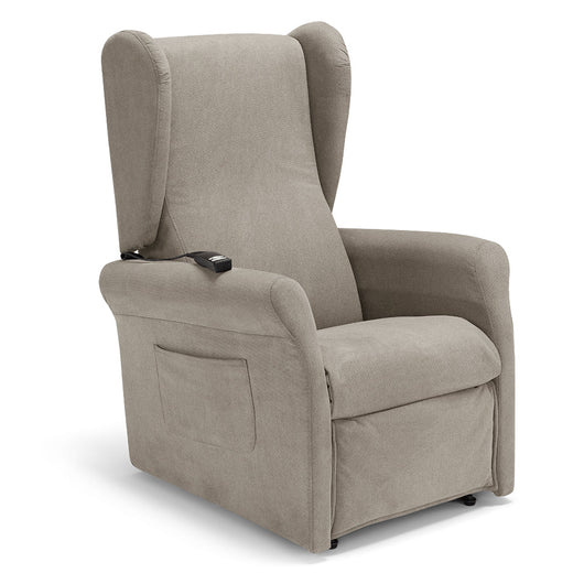 Poltrona relax elettrica PISA MADE IN ITALY per anziani e disabili, 2 motori, 4 ruote, Kit Batteria, reclinazione e alzapersona, Tessuto Antimacchia, colore Corda