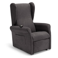 Poltrona relax elettrica PISA MADE IN ITALY per anziani e disabili, 2 motori, 4 ruote, reclinazione e alzapersona, Tessuto Antimacchia, colore Grigio