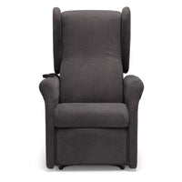 Poltrona relax elettrica PISA MADE IN ITALY per anziani e disabili, 2 motori, 4 ruote, reclinazione e alzapersona, Tessuto Antimacchia, colore Grigio