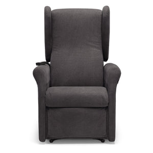 Poltrona relax elettrica PISA MADE IN ITALY per anziani e disabili, 2 motori, 4 ruote, reclinazione e alzapersona, Tessuto Antimacchia, colore Grigio