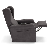 Poltrona relax elettrica PISA MADE IN ITALY per anziani e disabili, 2 motori, 4 ruote, reclinazione e alzapersona, Tessuto Antimacchia, colore Grigio