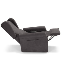 Poltrona relax elettrica PISA MADE IN ITALY per anziani e disabili, 2 motori, 4 ruote, reclinazione e alzapersona, Tessuto Antimacchia, colore Grigio