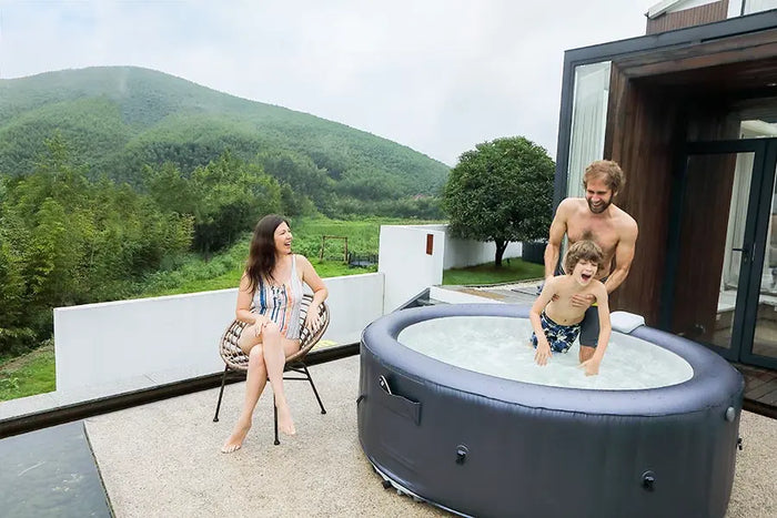 Tempo Style - Piscina Idromassaggio Circolare MSpa Splendida M-CA061 (6 Posti) | 204 cm diametro | 930 litri | 125 getti d'aria massaggianti | 6 Idrogetti | Copertura inclusa