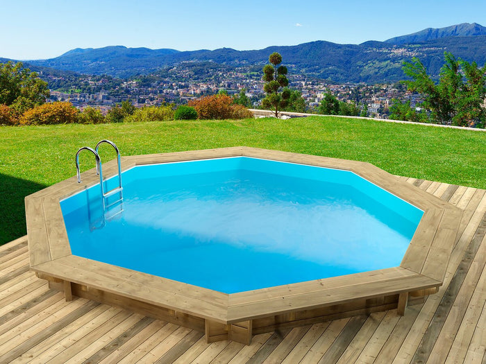 Piscina in legno "Verona" - 5,10 x 1,20 m + pompa di calore reversibile "Simplicity by Hayward" ON/OFF - 5 kW - Bianco