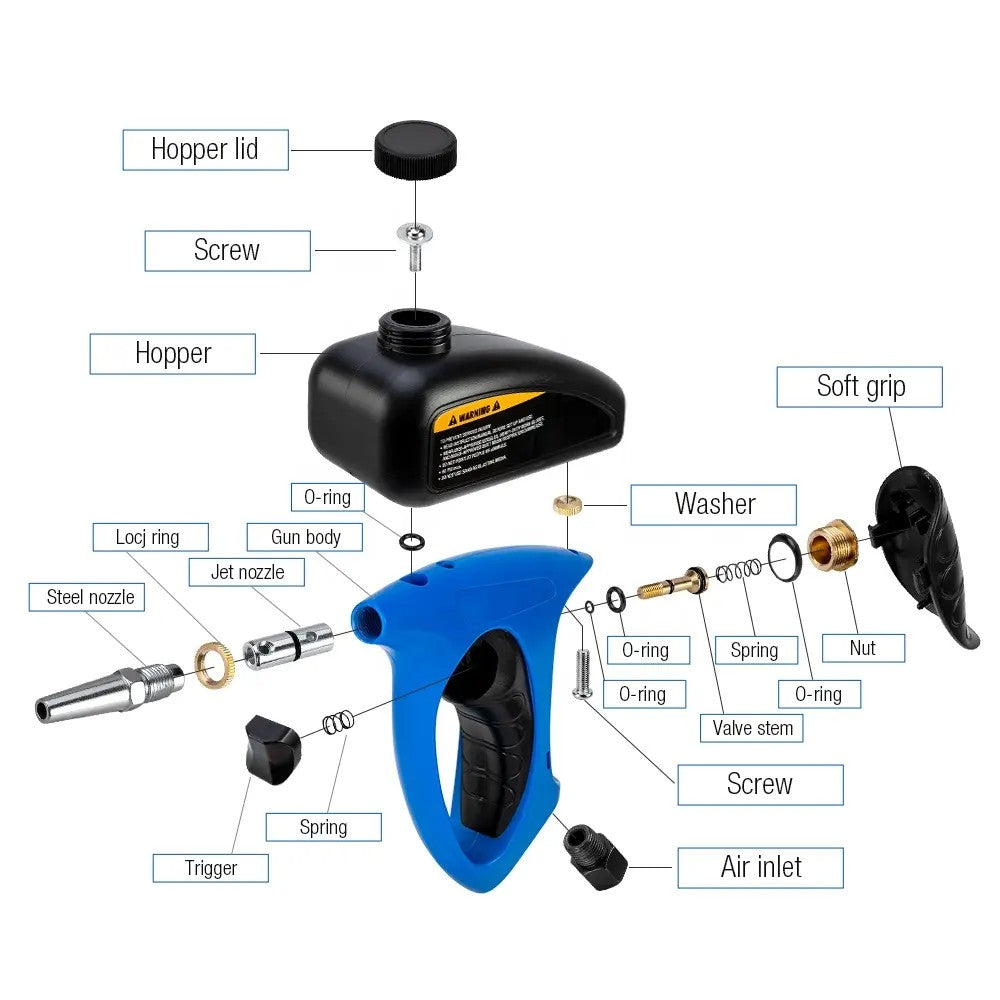 Pistola Sabbiatrice Con Serbatoio Aria Compressa Pneumatica Ugello Acciaio 20889