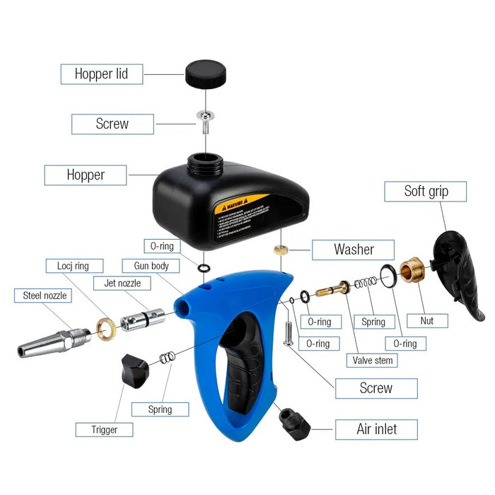 Pistola Sabbiatrice Con Serbatoio Aria Compressa Pneumatica Ugello Acciaio 20889
