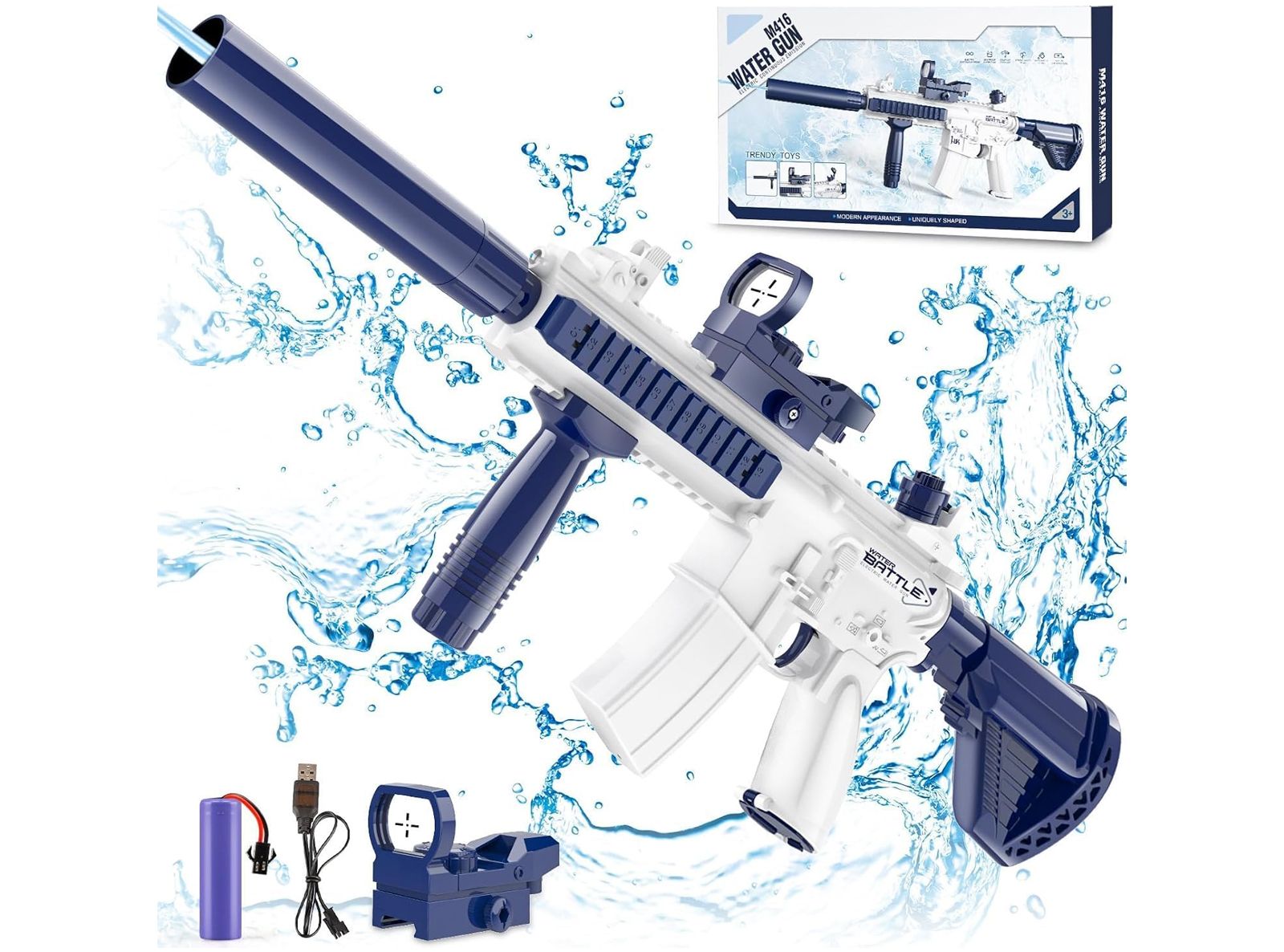 Pistola ad Acqua Elettrica per Adulti e Bambini Automatica M416 Grande Spruzzo ad alta Capacità per Piscina Spiaggia
