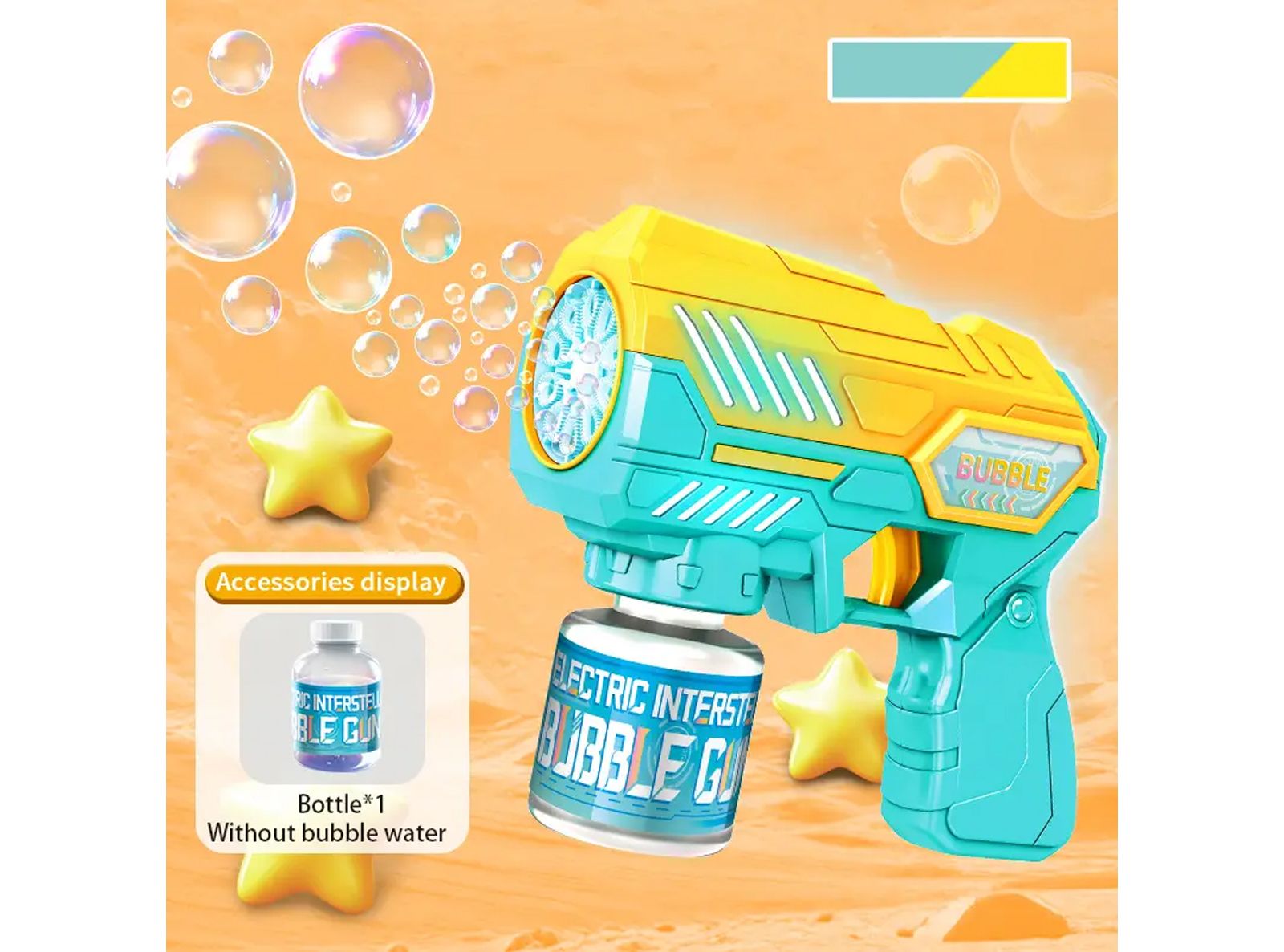 Pistola per Bolle Interstellari Elettrica con Luce LED Soffiatore Automatico a 10 Fori Giocattolo Divertente per Bambini Feste Matrimoni e Spettacoli Batterie Non Incluse