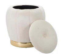 Puff/Contenitore Paris Crema/Gold Cm Ø 43X43