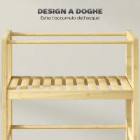 Scaffale Bagno a 3 Livelli con Ruote, Carrellino in Legno di Bambù, 36x15x73 cm, Colore Legno