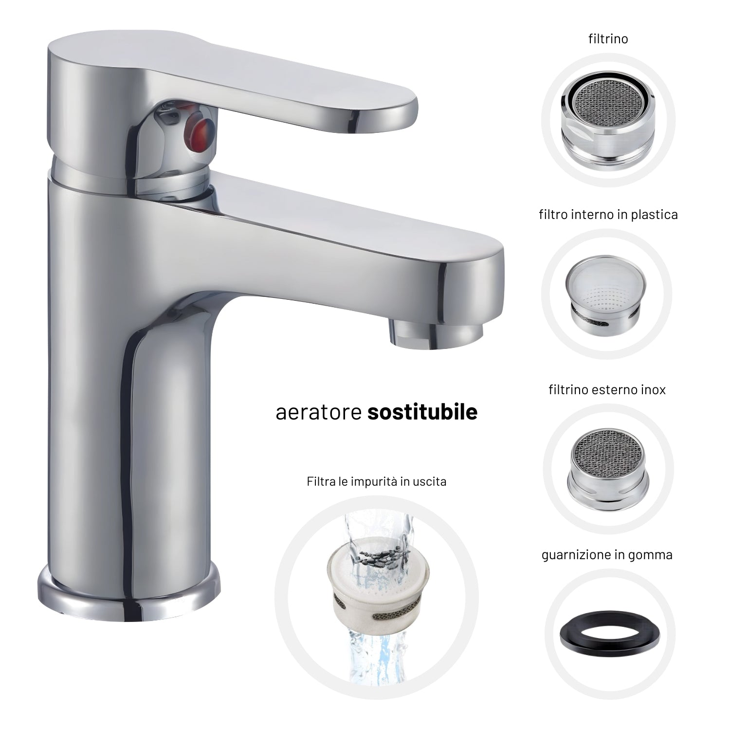 Miscelatore rubinetto lavabo cromato bagno casa *** confezione 1