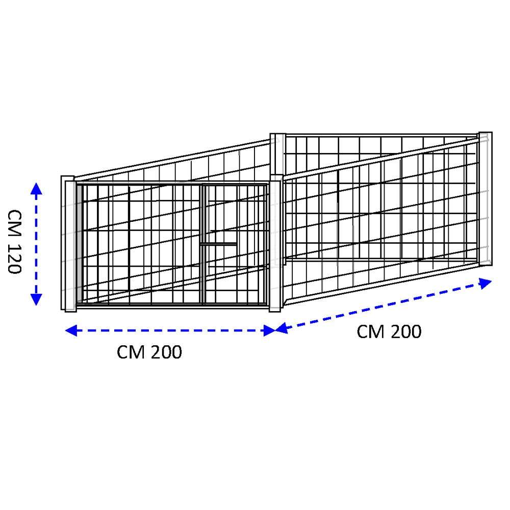 Box recinto per cuccioli in rete con zincatura a caldo dimensioni 200x200xh120 cm
