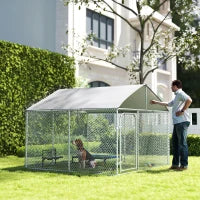 Recinto per Cani e Animali Domestici da Esterno con Copertura Impermeabile, 230x230x175 cm