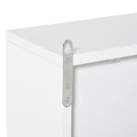Armadietto Bagno a 2 Ante con Specchiera e Ripiano Regolabile in MDF, 48x14.5x45cm, Bianco
