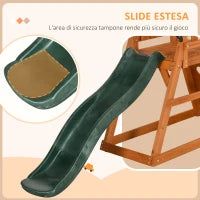 Set con Scivolo, 2 Altalene da Giardino e Parete da Arrampicata in Legno per Bambini Età 3-8 Anni