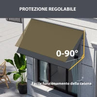Tenda da Sole a Bracci con Apertura Manuale, Inclinazione e Protezione UV30+, 150x120 cm, Grigio