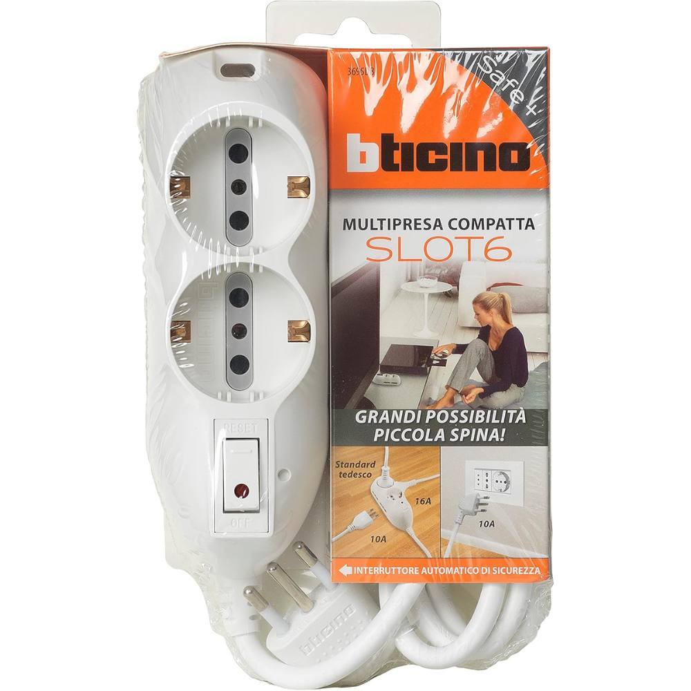 Bticino 3695db multipresa slot safe bianca 4 prese bipasso 2 schuko