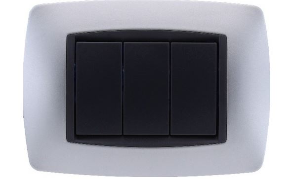 Placca Bombè 3M 4M 7M Compatibile Bticino Living International SILVER,3 POSTI