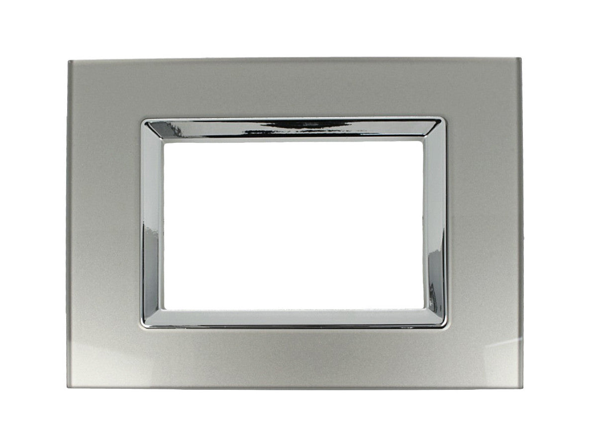 Placca Delux Vetro 503 3M Titanio Compatibile Vimar Arke' SD98003-07VT