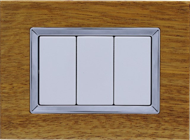 Placca Elegance 3M 4M 6M Compatibile Bticino Matix Legno Chiaro,3 POSTI