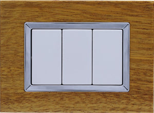 Placca Elegance 3M 4M 6M Compatibile Bticino Matix Legno Chiaro,3 POSTI