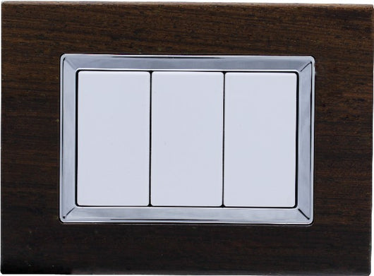 Placca Elegance 3M 4M 6M Compatibile Bticino Matix Legno Scuro,3 POSTI