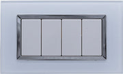 Placca Elegance Bianco Vetro 504 4M Moduli Compatibile Bticino Matix SD68004VT