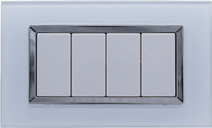 Placca Elegance Bianco Vetro 504 4M Moduli Compatibile Bticino Matix SD68004VT