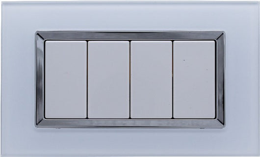 Placca Elegance Bianco Vetro 504 4M Moduli Compatibile Bticino Matix SD68004VT