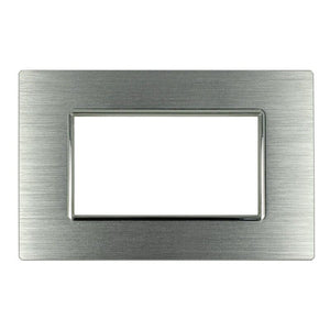 Placca Luxury 504 4M In Metallo Satinato Colore Argento Compatibile Con Bticino Axolute SD21004-7MT