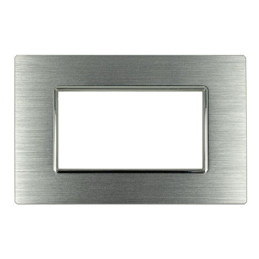 Placca Luxury 504 4M In Metallo Satinato Colore Argento Compatibile Con Bticino Axolute SD21004-7MT