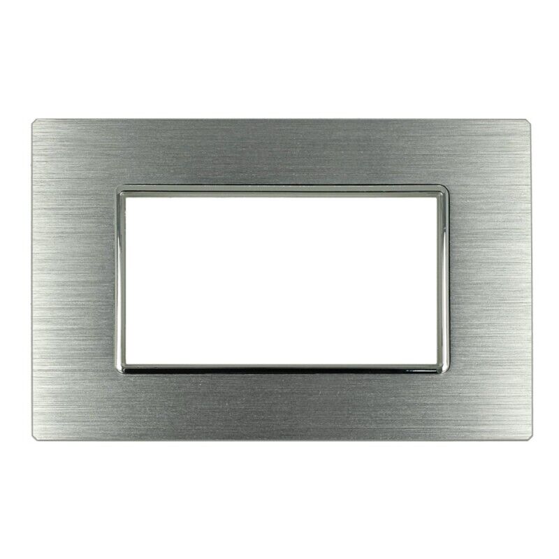 Placca Luxury 504 4M In Metallo Satinato Colore Argento Compatibile Con Bticino Axolute SD21004-7MT