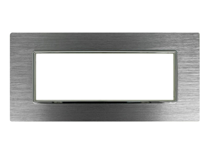 Placca Luxury 506 6M In Metallo Satinato Colore Argento Compatibile Con Bticino Axolute SD21006-7MT