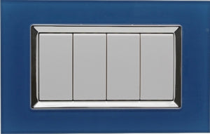 Placca Plexi 504 4M Moduli Blu Capri Plexiglass Compatibile con Bticino Living