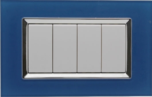 Placca Plexi 504 4M Moduli Blu Capri Plexiglass Compatibile con Bticino Living