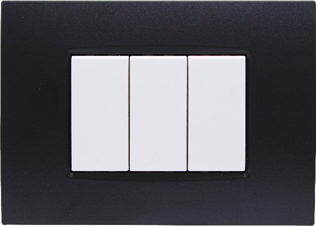 Placca Quadra 3M 4M 7M Compatibile Bticino Living Light Nero,3 POSTI