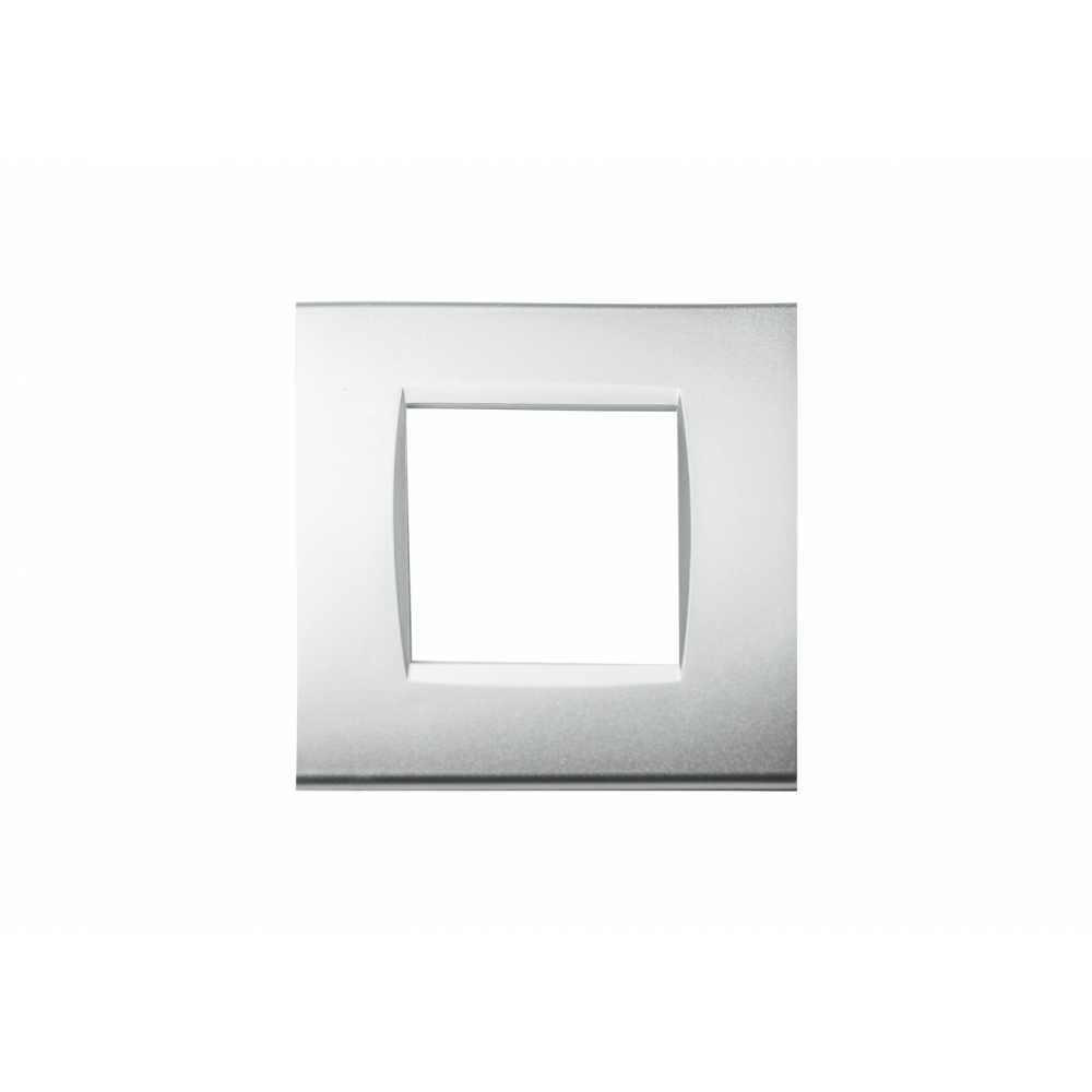 Placca Quadra 502 2M Moduli Grigio Silver Compatibile con Bticino Living