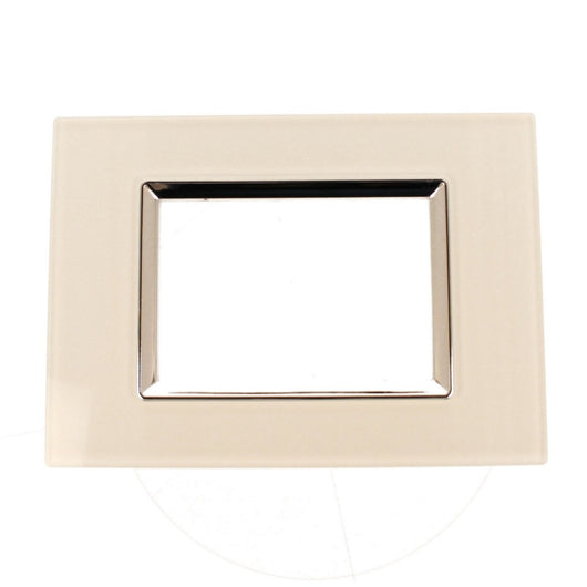Placca Quadrata In Vetro Temperato MBL 3M Bianco Compatibile Bticino Living BLN84301