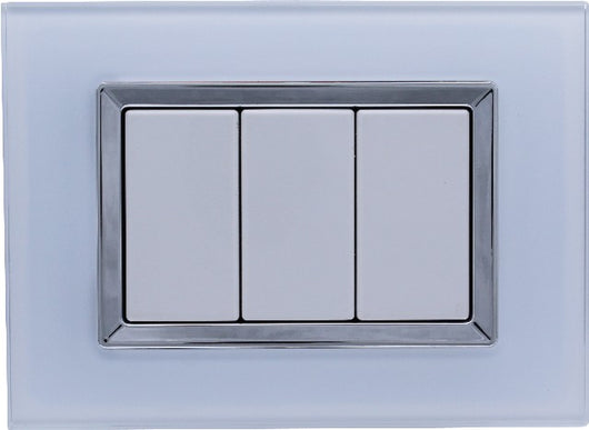 Placca Elegance Bianco Vetro 503 3M Moduli Compatibile Bticino Matix SD68003VT