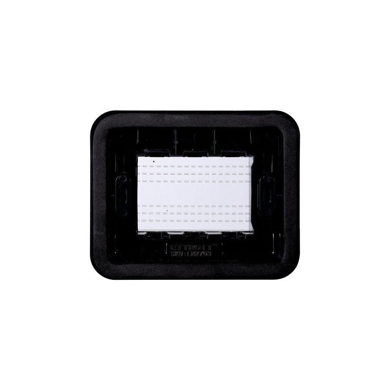 Placca con Coperchio Supporto Stango Idrobox IP55 Compatibile Con Bticino Living Light 3P Nero