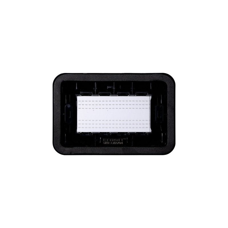 Placca con Coperchio Supporto Stango Idrobox IP55 Compatibile Con Bticino Living Light 4P Nero