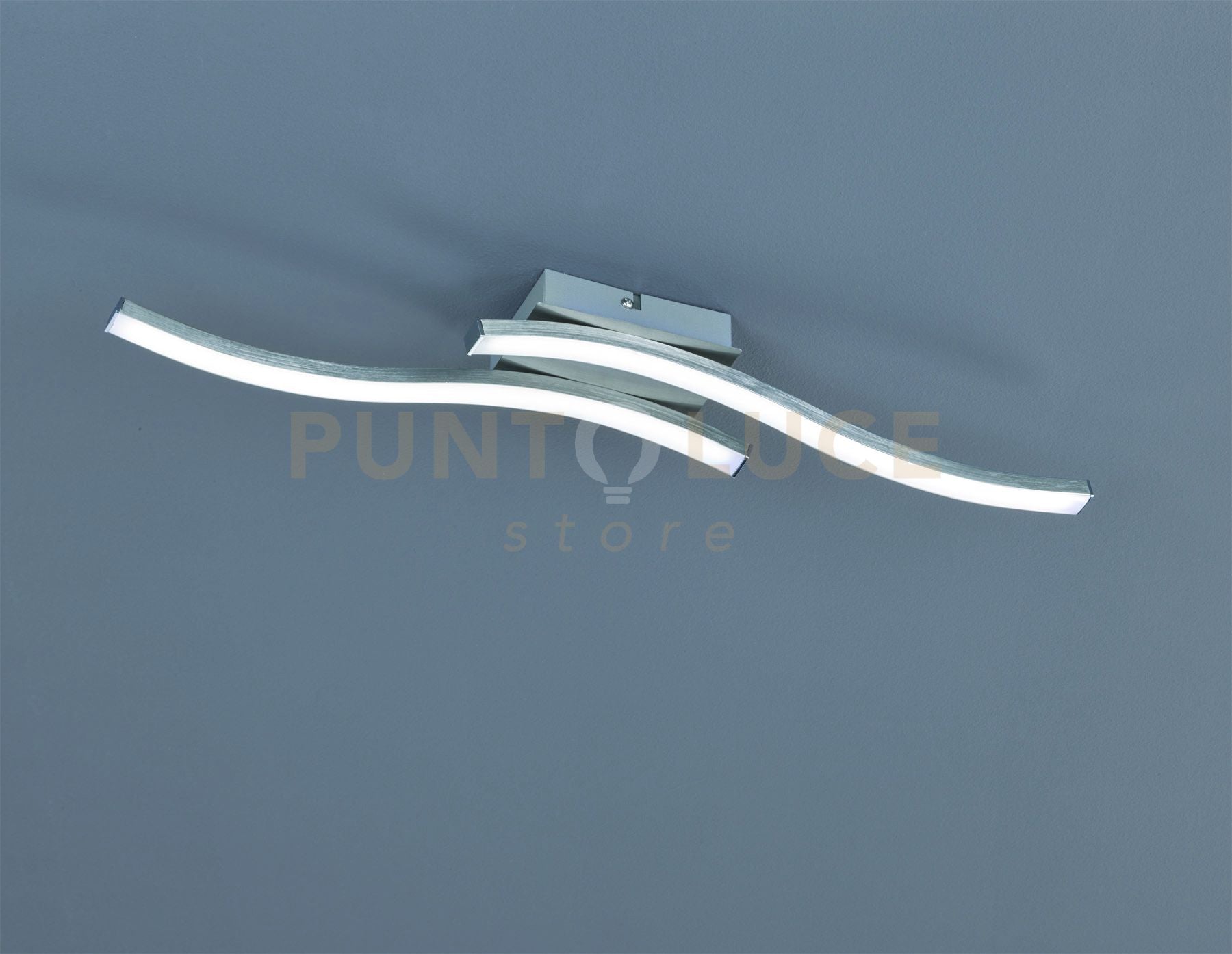 ROUTE PLAFONIERA LED 10W 1000lm, 3000K 2 BACCHETTE ONDULATE ACCIAIO SATINATO L. 56CM