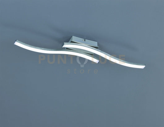 ROUTE PLAFONIERA LED 10W 1000lm, 3000K 2 BACCHETTE ONDULATE ACCIAIO SATINATO L. 56CM