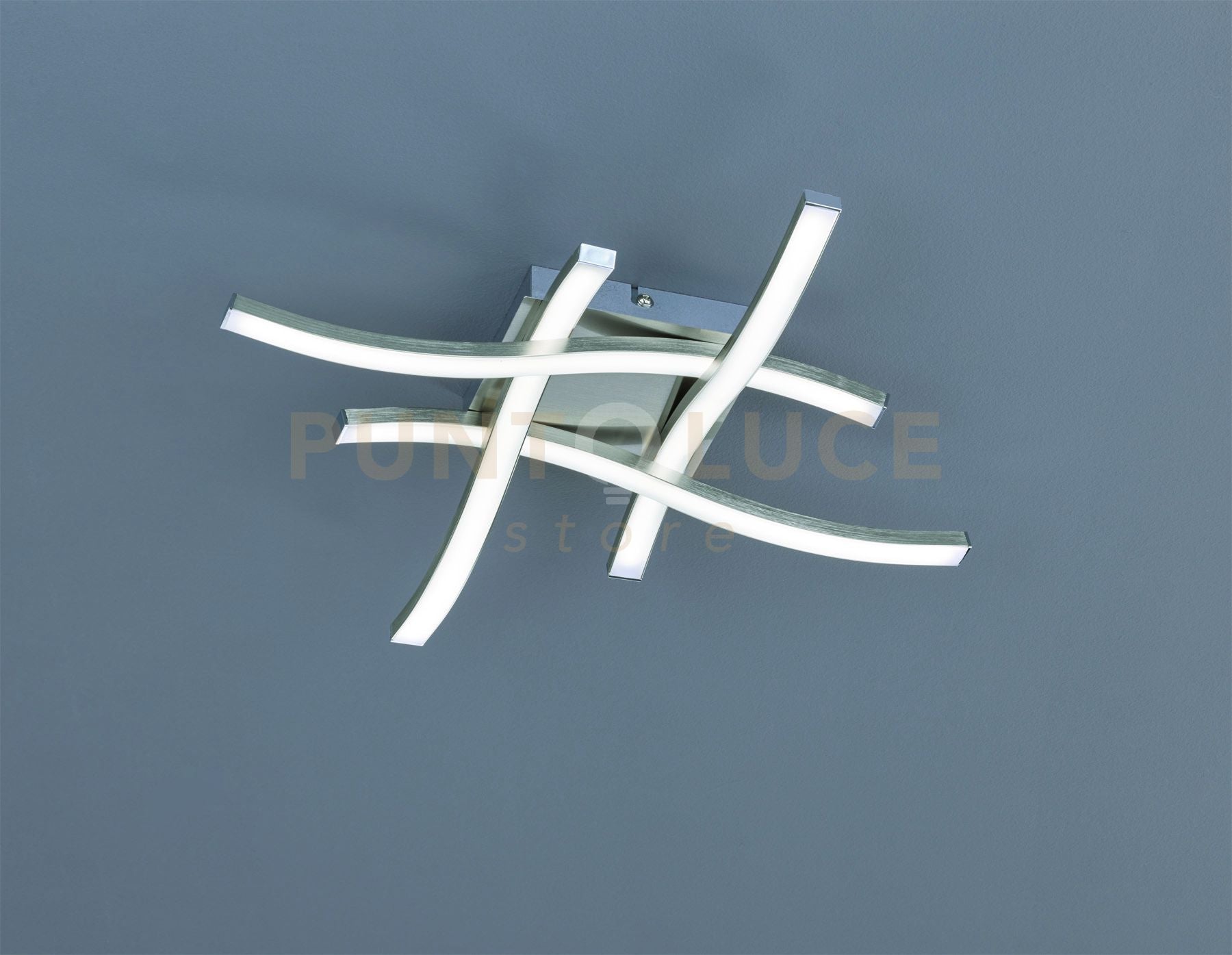 ROUTE PLAFONIERA LED 20W · 2000lm, 3000K 4 BACCHETTE ONDULATE ACCIAIO SATINATO 46CM