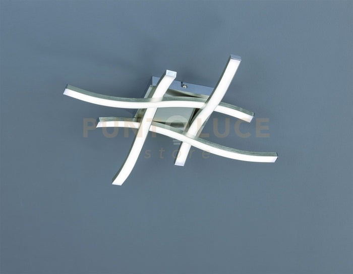 ROUTE PLAFONIERA LED 20W · 2000lm, 3000K 4 BACCHETTE ONDULATE ACCIAIO SATINATO 46CM