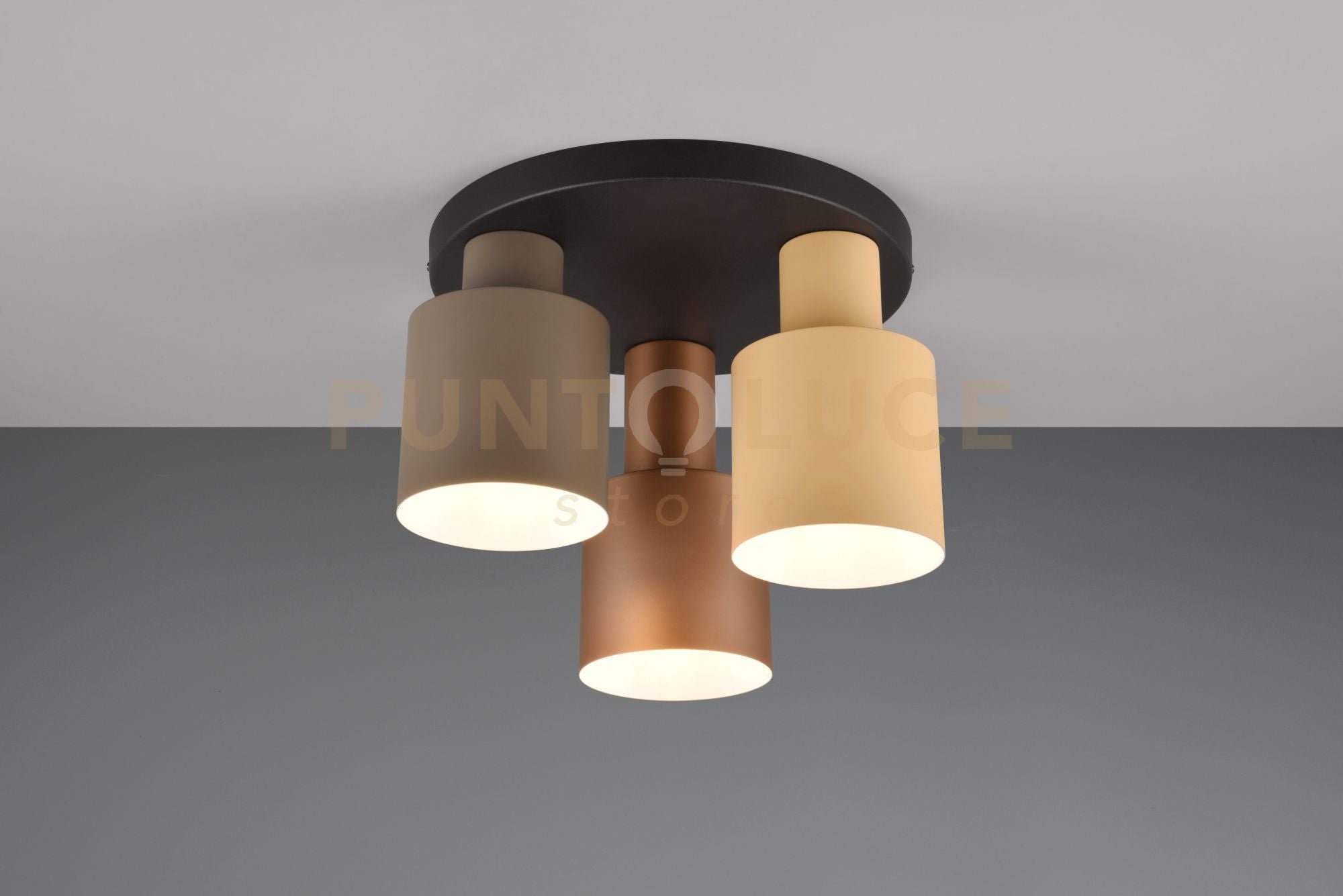 AGUDO PLAFONIERA 3 DIFFUSORI METALLO MULTICOLOR D. 30CM ATTACCO E27