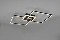 ARRIBO PLAFONIERA LED 35,5W  3850lm, 3000K  DOPPIO QUADRATO NERO OPACO CON TELECOMANDO MULTIFUNZIONE ANCHE RGB L.61CM