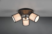 BURTON PLAFONIERA 3 SPOTS ORIENTABILI METALLO NERO PARALUME BIANCO E DIFFUSORE ESTERNO TRAFORATO NERO D. 49CM 3 LUCI ATTACCO E14