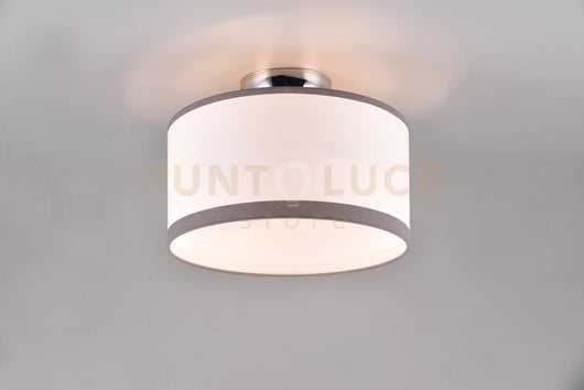 DAVOS PLAFONIERA METALLO CROMATO PARALUME BIANCO E GRIGIO D. 30CM 2 LUCI ATTACCO E14